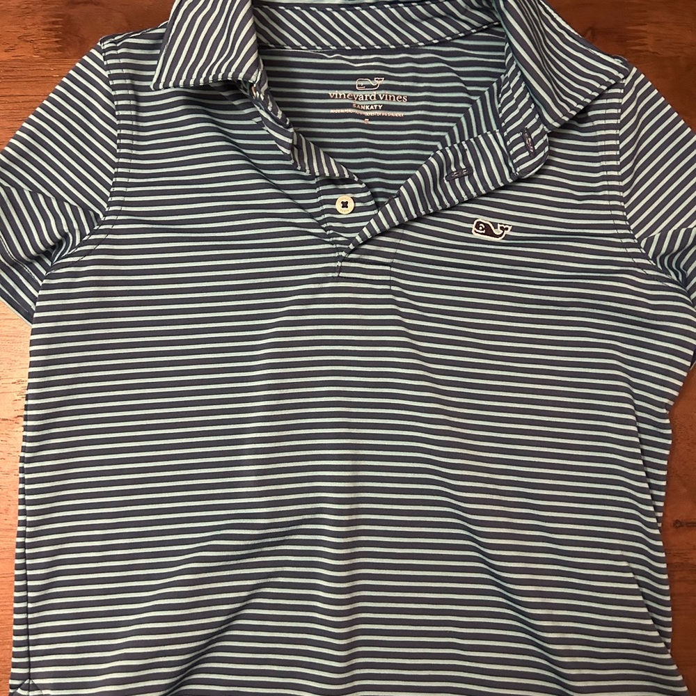 Vineyard Vines Navy & White Striped Girls' Polo